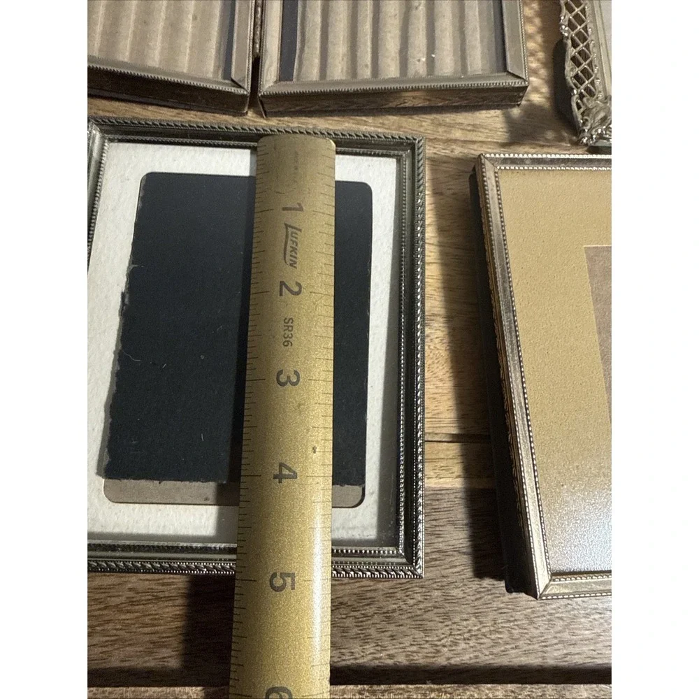 Lot Of 4 Vintage Small Ornate Mixed Metal Brass Picture Frames Gallery Wallet